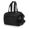 Black quilted mommy bag with heart pattern and luggage strap for outdoor travel - L43*W15*H30cm / Black