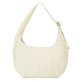 Quilted cream nylon shoulder bag with cloud texture and adjustable strap in milk white - Off White