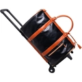 Faltbare Reisetasche mit Rollen und Teleskopgriff in Schwarz-Orange Kunstleder - Schwarz