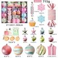 80-delige kerstversieringset in macaronkleuren met snoepjes en sterren in roze en mintgroen - Groot assortiment kleurrijke feestelijke creatieve vormen (Stijl E2-49/D)