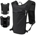 Gilet de course noir léger avec sac d'hydratation en mesh respirant et bandes réfléchissantes - Noir