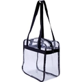 Große transparente PVC-Tragetasche mit schwarzen Trägern und Reißverschluss für Reisen - Schwarz
