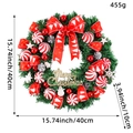 Christmas wreath with red bows, striped ornaments, and Merry Christmas sign 40cm - Ribbon Painted Christmas Ball Wreath
