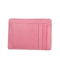 Pink lychee texture leather RFID card holder with multiple slots and slim design - Pink