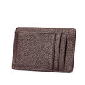 Dark brown pebble leather RFID card holder with multiple horizontal card slots - Coffee