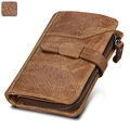 Cartera larga de hombre en cuero Crazy Horse marrón con protección RFID - Marrón