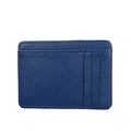 Dark blue lychee grain leather RFID blocking card holder with multi-slot design - Blue