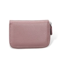 Dusty rose litchi grain leather accordion card wallet with RFID protection and zipper - Light Pink