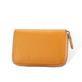 Compact orange-yellow leather accordion card wallet with premium pebbled texture - Yellow