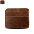 Portacarte in pelle crazy horse marrone scuro con tre scomparti e texture vintage - Marrone (KB108)