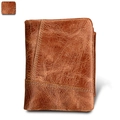 Cartera de cuero marrón estilo vintage con textura natural y protección RFID - Marrón