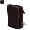 Cartera de hombre en cuero marrón oscuro con cierre de cremallera y protección RFID - café