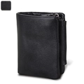 Cartera de hombre de cuero granulado negro con protección RFID y cremallera metálica - Negro