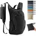 Lightweight foldable outdoor backpack with phone pouch and multiple color options - 8.5x23x39cm / Black