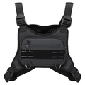 Tactical black chest bag with adjustable shoulder straps and breathable mesh back - Black