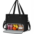 Borsa termica nera a doppio strato con interno in alluminio spesso e tracolla regolabile - 43*17*32cm / Nero