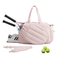 Bolso de tenis acolchado rosa con compartimento para raqueta y bolsillo lateral de nailon - Bolso de Tenis de Gran Capacidad / Rosa