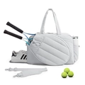 Bolsa de tenis blanca con compartimento para raqueta y bolsillo lateral para zapatos - Bolso de Tenis de Gran Capacidad / Gris