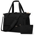 Black travel duffel bag with USB port and separate shoe compartment for fitness yoga - Black
