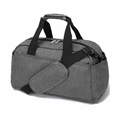 Dark grey compact gym bag with padded handles and adjustable shoulder strap on white backdrop - Gray
