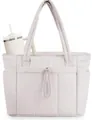 Borsa tote trapuntata beige chiaro con spaziosa tasca laterale e manico morbido - Beige