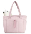 Borsa tote trapuntata in nylon rosa con ampi manici e tasca laterale per borraccia - Rosa