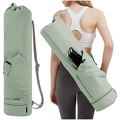 Light green yoga mat bag with water bottle pocket and adjustable shoulder strap - Light Green
