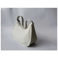 Borsa a spalla hobo a mezzaluna bianca minimalista in finta pelle scamosciata con zip in metallo - Bianco Sporco