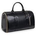 Borsa da viaggio classica in pelle PU nera con finiture dorate e ciondolo nappa - Nero puro