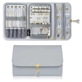 Organizzatore di gioielli da viaggio pieghevole in pelle grigio chiaro con scomparti multipli - 28*3,8*18cm / Grigio
