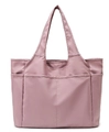 Grande borsa tote in nylon rosa polvere con tasche funzionali per lavoro e viaggi - Rosa