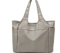 Pratica borsa tote color talpa in nylon con doppi manici e tasche laterali per il lavoro - Grigio