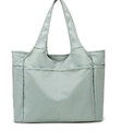 Practical mint green nylon tote bag for women with front pocket and shoulder strap - Emerald Green