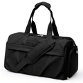 Détail du sac de sport étanche avec compartiment à chaussures et bandoulière réglable - Noir