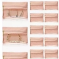 Thirteen pieces set of pink mesh jewelry storage bags with secure gold zipper closures - Pink