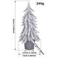 White snow-flocked artificial mini Christmas tree desktop ornament with dimensions - Large Flocked Cedar Style (E2-58)