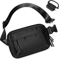 Versatile black nylon waist bag with adjustable strap and multiple zipper pockets - Black