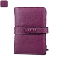 Portefeuille femme en cuir violet foncé RFID avec grain galet et fermeture à pression - Violet