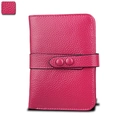 Portefeuille femme en cuir véritable rose rouge avec protection RFID et grain de litchi - Rose rouge