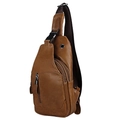 Vintage braune Leder-Umhängetasche für Herren mit mehreren Reißverschlussfächern - Braun