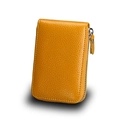 Bright yellow pebbled leather accordion card holder with U-shaped zipper closure - Yellow
