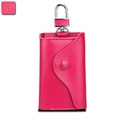 Portachiavi universale in pelle rosa con bottone a pressione e moschettone - Rosa Rosso
