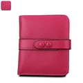 RFID-geschützte Leder-Geldbörse in Rosarot mit eleganter Kieselmaserung und Druckknopf - Fuchsia