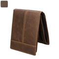 Vintage dunkelbraune Herrenbrieftasche aus Crazy-Horse-Leder mit RFID-Schutz und Ziernähten - Braun