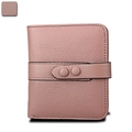 Damen-Lederbrieftasche in Staubrosa mit RFID-Schutz, Lychee-Struktur und Druckknopf - Rosa