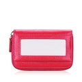 Rosarote Leder-Kartenbörse mit RFID-Schutz und transparentem Ausweisfach - Standardausführung / Fuchsia