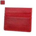 Porta biglietti da visita in vera pelle rossa con protezione RFID e cuciture a vista - Rosso (KB158)