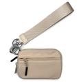 Waterdichte nylon portemonnee in beige met polsband en multifunctionele metalen clip - Khaki