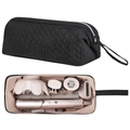 Dettaglio della borsa trapuntata nera per accessori capelli con fodera interna rosa - 35*15*15cm / Nero
