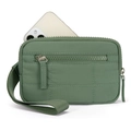 Quilted avocado green crossbody bag with phone storage and adjustable strap details - Green